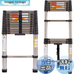 【送料無料】DayPlus 伸縮はしご ステンレス製 3.2m 折り畳み伸縮梯子 持ち運びやすい軽量 多機能 耐荷重150 kg 自動ロック 安全ロック スライド式 ステンレス鋼のはしご 室内室外両用 日本語説