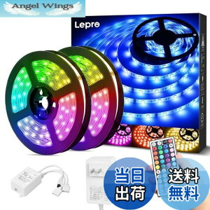 �y���������zLepro LED�e�[�v���C�g SMD 5050 �h�� 10m (5m*2�{) 300�A 30leds/m ���ʔ��� RGB ���邳���� �ԐڏƖ� ���ʃe�[�v �ؒf�\ ��t�ȒP 44�L�[�����R�� �������F DC12V�d�� ���C���E�R�[�j�X�E�Y