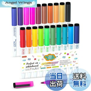 【送料無料】Shuttle Art ホワイトボードマーカー 消せるマーカーペン 20色セット 磁気 マグネット付 イレーサー付 ホワイトボード用 ガラス/プラスチック/LED看板に書ける オフィス 作業現場