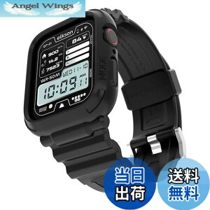 �y���������z[elkson] �A�b�v���E�H�b�` �o���h Apple Watch 45mm 44mm �o���p�[�P�[�X�t�� ���ȃ����Y�o���h Apple Watch SE2 iWatch Series 9 8 7 6 5 4�p, Quattro Pro Series �X�|�[�c�~���^���[�ی�P�[�X �v��
