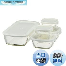 【送料無料】HARIO(ハリオ) スタッキング耐熱ガラスコンテナ+ミニ角小鉢 5個セット KSTL-3508-OW