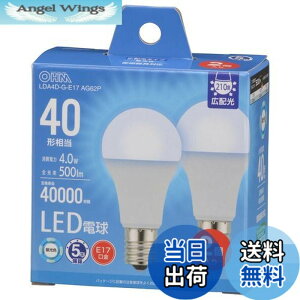 �y���������z�I�[��(OHM) �d�@ LED�d�����` E17 40�`����/40W���� �����F �����Ή� �f�M�ގ{�H���Ή� �~�j�N���v�g���` 2�� LDA4D-G-E17 AG62P 06-5544