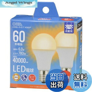 �y���������z�I�[��(OHM) �d�@ LED�d�����` E17 60�`����/60W���� �d���F �����Ή� �f�M�ގ{�H���Ή� �~�j�N���v�g���` 2�� LDA6L-G-E17 AG62P 06-5548