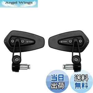 【送料無料】FENRIR ブラック オートバイ バイク バーエンドミラー バイク ミラー レトロ CNC アルミ にとって M6/M8 ネジ / ハンドルバー内径13-19MM 防眩 まぶしさを防ぐ 広角 曲面率 R1200 にとっ