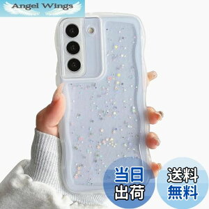 【送料無料】QLTYPRI Galaxy S22 ケース クリア TPU カバー ウェーブ おしゃれ 韓国 可愛い ウェーブ グリッター 透明 薄型 軽量 耐衝撃 滑り止め (SC-51C / SCG13) スマホケース ワイヤレス充電対応 ス