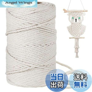 【送料無料】4mm 綿紐,100M 太いマクラメロープ 手芸 壁掛け おもちゃ 盆栽などに (ベージュ)