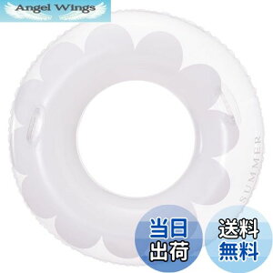 【送料無料】浮き輪 うきわ 浮き具 浮輪 O型 大人用 水遊び用 透明 花柄 可愛い フロート スイミング ビーチ プール 夏休旅行 海水浴 水泳 アウトドア レジャー用品 色:ホワイト