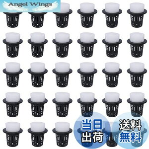 【送料無料】CHENLONB 水耕栽培鉢 定植かご 30個セット プラスチックメッシュポット スポンジ付き水培養 有機栽培 植物栽培 野菜栽培 園芸 庭 ガーデンニング 定植育苗かご (ブラック)