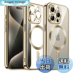 【送料無料】JETech iPhone 15 Pro 6.1インチ用 ソフトクリアケース カメラレンズ完全保護 MagSafeワイヤレス充電対応 耐衝撃 電気メッキTPUカバー (ゴールド)