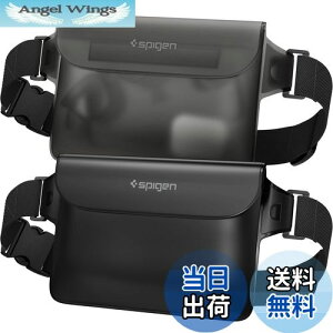 【送料無料】Spigen 完全防水 ウエストポーチ 2枚セット 小物 IPX8認証 海 プール 川 旅行 アウトドア スマホ収納可能 三重チャック ベルクロ PVC 大容量 防水バッグ A620 AMP04531 (ブラック)
