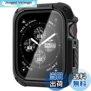 �y���������zSpigen Apple Watch �P�[�X 41mm �K���X ��̌^ �y Apple Watch 9 / 8 / 7 �Ή� �z �ČRMIL�K�i�擾 ��ʕی� �ϏՌ� ���� �Ռ� �z�� ���菝 �h�~ �ی�J�o�[ �^�t�E�A�[�}�[ ACS04191 (�u���b�N)
