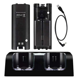 【送料無料】OSTENT 充電器 ドックステーション バッテリーパック2個付き Nintendo Wii リモートコントローラー用 (Black)