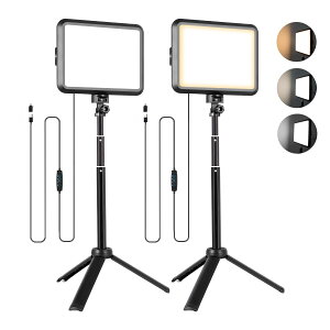 �y���������zNiceVeedi�B�e�p���C�g 2�p�b�NUSB�Ɩ����C�g LED���r�f�I���C�g10�i�K���� 2800K-6500K 280°�p�x���ߒ��߉\ �����^�ѕ֗��ȃ��C�g�Z�b�g �I�����C����c/���ϏƖ�/YouTube/Tik Tok/���C