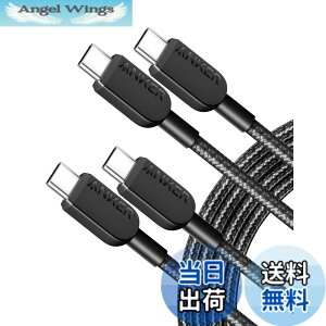 �y���������z�y2�{�Z�b�g�zAnker 310 ���ϋv�i�C���� USB-C & USB-C�P�[�u�� 60W USB PD�Ή� iPhone 16 / 15 / MacBook Pro iPad Pro iPad Air 5 Galaxy S25 Pixel LG ���Ή� (1.8m �u���b�N)