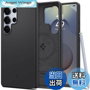 �y���������zSpigen Galaxy S25 Ultra �P�[�X Magfit�Ή� �V���R�� �ϏՌ� �y�� ���^�Ή� TPU �V���R���t�B�b�g�E�}�O�t�B�b�g ACS09017 (�u���b�N)