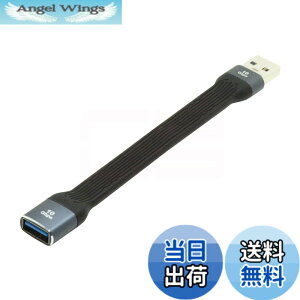 �y���������zCablecc USB-C Extension Cable Flat Slim FPC Data Cable for Laptop & Phone 13cm �F�FBlack Type A Male to Female 10Gbps