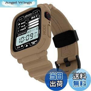 �y���������zElkson Quattro PRO for Apple Watch Series 9 8 7 45mm 41mm 6 SE 5 4 44mm 40mm�Ή� �n���n�[�P�[�X TPU �_�� �ϏՌ��� �S�ʕ� ��c �F�FDesert Tan�A�T�C�Y�F41mm / 40mm