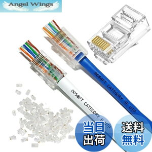 �y���������zYFFSFDC RJ45�R�l�N�^ CAT6 CAT5E CAT5 LAN�P�[�u���p �ђʌ^ �z���ȒP �ܐ܂�ɂ��� ���W�����[�v���O 8P8C 1000Mbps �P���������Ή� �u���[�h�����߂��� �T�C�Y�F100�Z�b�g