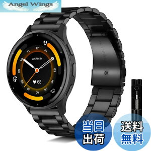 �y���������z[KeeFos] 22mm �o���h Garmin Venu 4 45mm/Venu 3 45mm/2/Forerunner 570 47mm/265/255/Vivoactive 4/Active�Ή� �����x���g���� �X�e�����X �����ȒP �����������t�� �����o���h �F�F�u���b�N�A�T�C�Y�F22