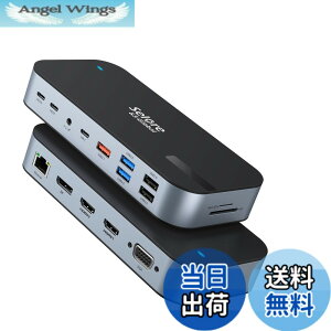 �y���������zSelore �y16 in 1 MAX 4��ʓ����o�͑Ή��z USB C �h�b�L���O�X�e�[�V���� type c Dock 100W PD�Ή� 4K HDMI�|�[�g microSD��SD�J�[�h�X���b�g 3.5mm�I�[�f�B�I�W���b�N �C�[�T�l�b�g�|�[�g 10Gbps US