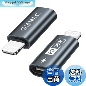 �y���������zGIANAC USB C - ���C�g�j���O�A�_�v�^ 36W (2�Z�b�g), typec lightning �ϊ� 36W �}���[�d �����f�[�^�]��(�m�[�gPC�Ԃ̂ݑΉ�), iPhone 14 13 12 11 Pro Max, iPad Pro/Air 5/Mini 6�Ȃ�iOS�@��Ή��I�[�f