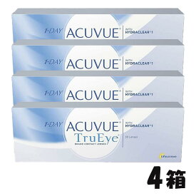 【4箱+送料無料】1day Acuvue True eye ワンデーアキュビュートゥルーアイ (30枚入) シリコーンハイドロゲル素材 ワンデー アキュビュー コンタクトレンズ クリアレンズ 1日 使い捨て Trueye 透明 楽天 処方箋なし BC8.5 bc9.0 uvカット 処方箋なし 近視 遠視