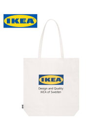 日時指定不可◆IKEA[EFTERTRADA/エフテルトレーダ]：トートバッグ(内ポケット付き)◆ Color:ベースカラーホワイト／IKEAロゴ柄 海外雑貨 海外生活雑貨 インポート雑貨 海外グッズ 輸入ギフト インターナショナルグッズ 人気 おすすめ