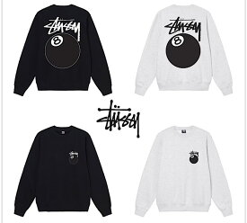 【輸入雑貨】STUSSY 8 BALL CREW ステューシー　ブラック　グレー 裏起毛 スウェット トレーナー 並行輸入品メンズ　レディース　ユニセックス　人気 おすすめ