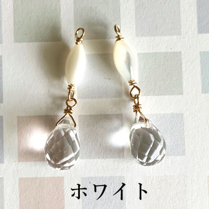 楽天市場】天然石 クリスタル マザーオブパール ピアスチャーム 14K 