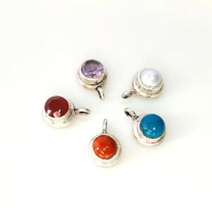 シルバー925 天然石 チャーム カーネリアン ターコイズ アメジスト 珊瑚 パール