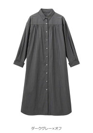 「選べる福袋対象商品」シャツワンピース ストライプ 長袖 ロング 秋 冬 前開き 無地 マタニティ 授乳服 妊婦 産前産後 ゆったり 低身長 キレイめ 通勤 無地 シンプル 体型カバー 細見え M L 羽織り