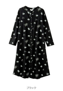 「選べる福袋対象商品」マタニティパジャマ ワンピース 前開き 長袖 スムース素材 モチーフ ネグリジェ 入院着 産院着 ルームウェア 部屋着 ローズマダム パジャマ 授乳服 妊婦服 秋冬 M L