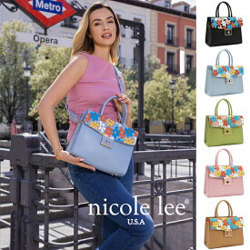 数量限定 NICOLE LEE ニコールリー FLO17474 FLORAL POP SATCHEL BAG レトロ クラシック フラワー ハンドバッグ 2WAY ショルダーバッグ ミニバッグ レディース ロゴショルダー カラフル フローラル 花柄 ヴィーガンレザー アンティーク 可愛い ロック式 サッチェル