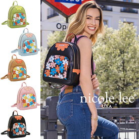数量限定 NICOLE LEE ニコールリー FLO17482 FLORAL POP BACKPACK レトロ クラシック フラワー バックパック リュックサック レディース ロゴショルダー カラフル フローラル 花柄 ヴィーガンレザー アンティーク 可愛い ポップペイント クラシカル ワッペン