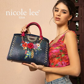 数量限定 NICOLE LEE ニコールリー DCT17258 DREAMCOMESTRUESATCHELBAG トートバッグ ハンドバッグ 2WAY ショルダーバッグ パステルカラー ビーガンレザー 30代 40代 20代 50代 フラワー クリスタルビーズ カラーストーン 花柄 ドリームキャッチャー サッチェル