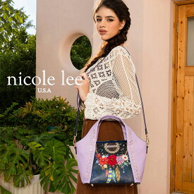 数量限定 NICOLE LEE ニコールリー DCT17260 DREAM COMES TRUE HANDBAG ハンドバッグ 2WAY ショルダー パステルカラー ビーガンレザー 30代 40代 20代 50代 フラワー クリスタルビーズ カラーストーン 花柄 ドリームキャッチャー 大きめ バイカラー お洒落