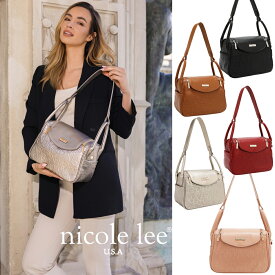 2025新作 数量限定 NICOLE LEE ニコールリー EMB17507 EMBOSSED ELEGANCE SHOULDER BAG エンボス加工エレガンス モノグラム ロゴ柄 レディース ショルダーバッグ 通勤通学 春夏秋冬 スクエアバッグ ナナメ掛け 肩掛け 旅行バッグ 20代 30代 40代 50代 大人可愛い お洒落