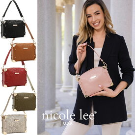 2025新作 数量限定 NICOLE LEE ニコールリー EMB17506 EMBOSSED ELEGANCE SQUARE SHOULDER BAG エンボス加工エレガンス モノグラム ロゴ柄 レディース スクエアショルダーバッグ 通勤通学 春夏秋冬 ボックスバッグ ナナメ掛け 旅行 20代 30代 40代 50代 大人可愛い お洒落