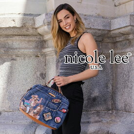 数量限定 NICOLE LEE ニコールリー JS17026 SOFIA MONTANA デニム サッチェルバッグ 2WAY ショルダー ハンドバッグ レディース 大容量 ヴィンテージ パッチ ラインストーン カウガール デニムジーンズ カジュアル ステッチ おしゃれ 大人カジュアル ワッペン 可愛い