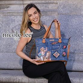 数量限定 NICOLE LEE ニコールリー JS17027 SOFIA MONTANA ソフィア・モンタナ デニムショッパーバッグ 2WAY ショルダー ハンドバッグ トートバッグ レディース ヴィンテージ パッチ ラインストーン カウガール ジーンズ カジュアル ステッチ おしゃれ ワッペン
