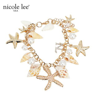 2026�V�� ���ʌ��� NICOLE LEE �j�R�[�����[ BR8025 OCEAN SHELL CHARM CHAIN BRACELET �I�[�V�����V�F���`���[���`�F�[���u���X���b�g ��΃r�W���[ �A�N�Z�T���[ �q�g�f �p�[�� �W���G���[ ���C���X�g�[��
