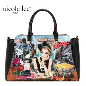 2026�V�� ���ʌ��� NICOLE LEE �j�R�[�����[ SI17450 SABINA IMAGINES SATCHEL BAG �j���[���[�N �A�[�g �T�b�`�F���o�b�O �L���L�� �ʋΒʊw �_�C�������h�J���[�X�g�[�� ��΃r�W���[ �n���h�o�b�O �N��