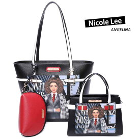 数量限定！ NICOLE LEE ニコールリー SET16042 レディース 3点セット トートバッグ＋スモールバッグ＋マルチポーチ WHO’S THE BOSS LATASHA ビーガンレザー ヴィーガン 人気 おしゃれ ブランド バック 30代 40代 20代 モノクロ チェック柄SDGsサスティナブル50代60代