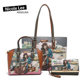 リバイバル品　復活　数量限定！NICOLE LEE ニコールリー SET16277 JOURNEY OF STEPHANIE レディース トートバッグ＋ハンドバッグ＋パスケース 3点セット　SDGs　エコ　ビーガンレザー　レザー　レオパード ブランド バック 30代 40代 50代 ヴィーガン ヒョウ柄　ニコルリー