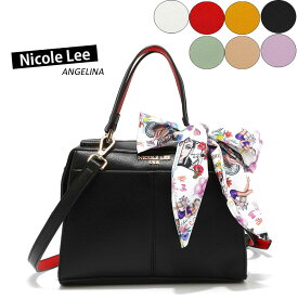 数量限定 NICOLE LEE ニコールリー P16409 RYLEE レディース ロゴ スカーフ付き スクエア ハンドバッグ ポシェット ショルダー 春夏秋冬 ビーガンレザー ヴィーガン 30代 40代 20代 サステナブル SDGs シンプル 結婚式 プレゼント 贈り物 小さめ