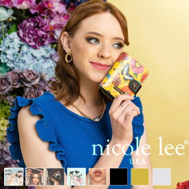 2024 新作 NICOLE LEE ニコールリー PRT6903 レディース カードケース 折りたたみ 財布 ミニ財布 ケース付 コンパクト イラストプリント お札入れ ラウンドファスナーウォレット レザー さいふ 小さめ スモール 旅行 BUTTER-FLOWER 花柄　公式