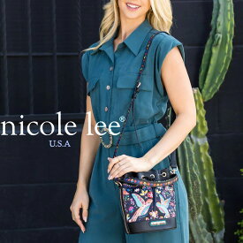 2024 新作 数量限定 NICOLE LEE ニコールリー BDA16933 BOSQUE DE AMOR MINI BUCKET BAG レディース エレガント バード フラワーデザイン マルチカラー 巾着バッグ ハンドバッグ ショルダー 虹色 宝石キラキラビジュー 花柄 バック nicolelee ニコルリー ショルダー 蝶々