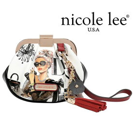 2024 数量限定 NICOLE LEE ニコールリー CP6623 レディース がま口 コスメ ポーチ ミニバッグ リップ 春夏秋冬 ビーガンレザー ヴィーガン 人気 30代 40代 20代 SDGs ボックス付き クリスマスプレゼント MINI COIN PURSE WRISTLET フリンジストラップ ニコルリー 幾何学模様