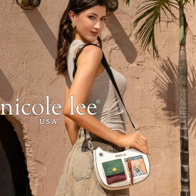 数量限定 NICOLE LEE ニコールリー P17104 MULTI COLORBLOCK SHOULDER BAG レディース スエード ベージュ ホワイト わんちゃん 犬 アニマルデザイン ブロックカラー ショルダーバッグ ミニ 海外ブランド バック ニコルリー ポケット バイカラー クラシックカー