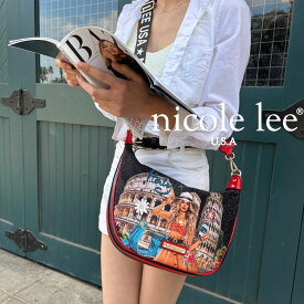 2025　数量限定 NICOLE LEE ニコールリー MTI17221 MARTHA TRAVELS ITALY レディース ジャガードロゴショルダーバッグ メッセンジャーバッグ ビーガンレザー ヴィーガン 30代 40代 20代 フラワービーズ オーロラスパンコール インスタ プレゼント イタリア 花柄 通勤通学